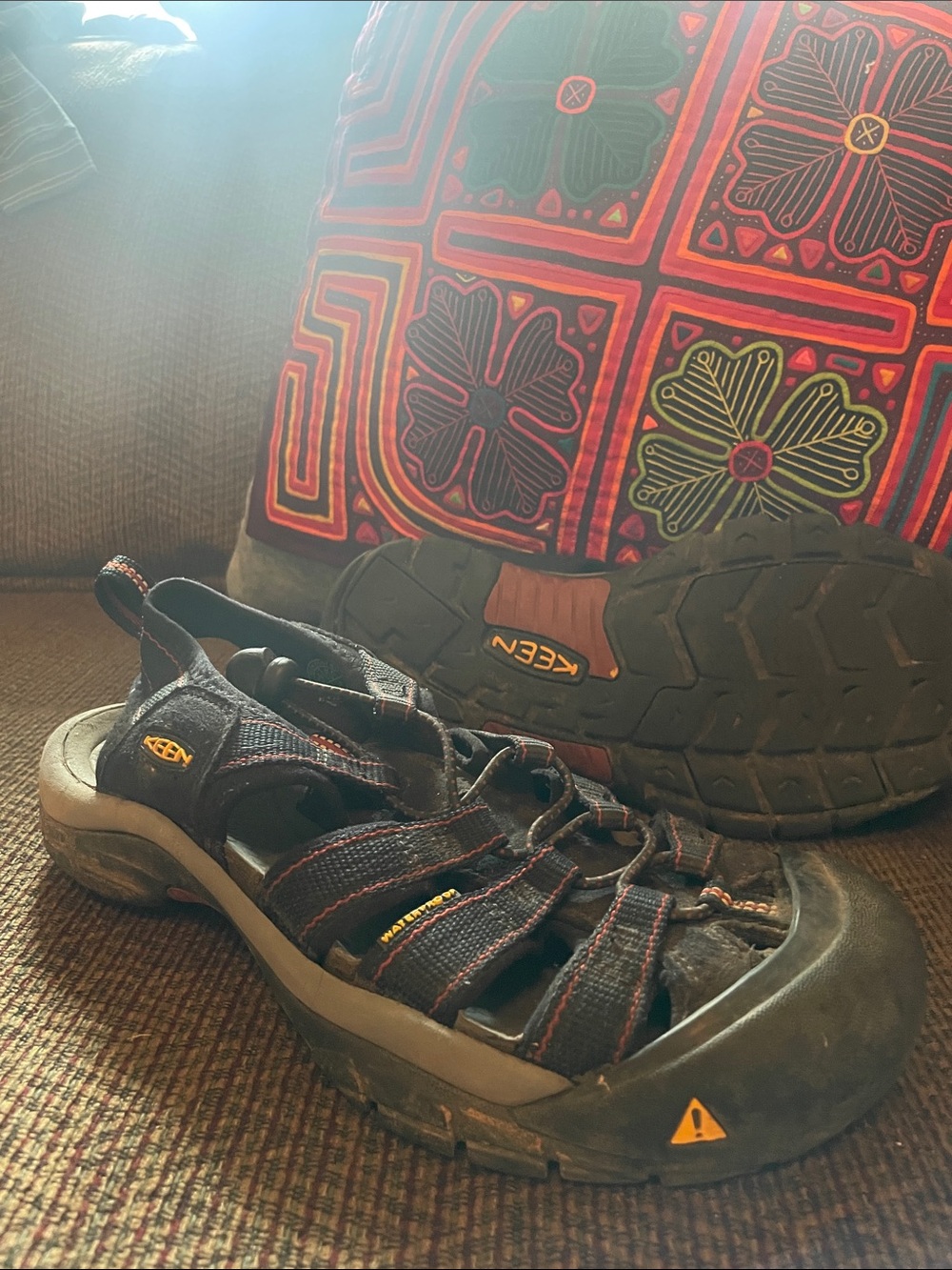 Keen Men’s Black Sandals with Red Stitching